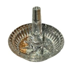 Vintage clear pressed glass ring holder with cut patterns Beautiful